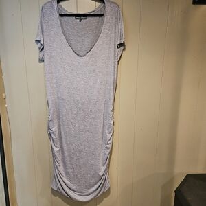 Heather Gray Ruched Knit Dress | Wendy Williams | Size XL | Stretchy & Stylish